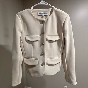 Veronica Beard Cream Gold Button Stretch Knit Blazer Jacket Size S